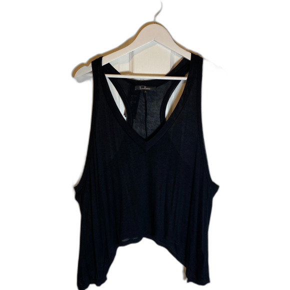 Lulus Top Women's Size L Black Sleeveless Asymmetrical Minimalist NWT - Picture 2 of 6